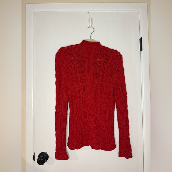 Women's Ralph Lauren Red Vintage Cable Knit Sweater - Picture 5 of 5
